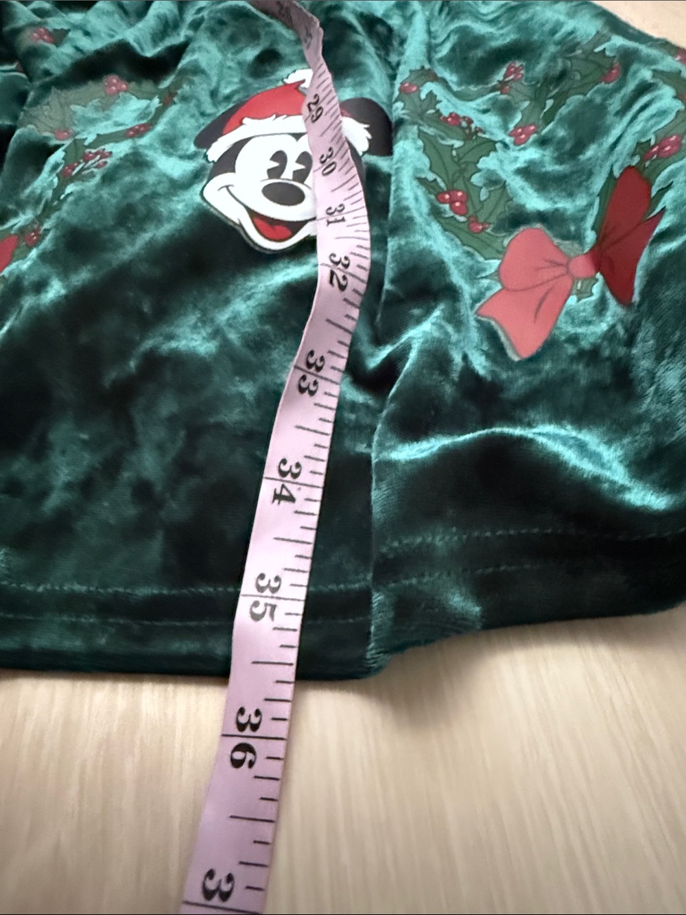 Disney Christmas Green Velvet Dress with White Collar and Embroidered Trim - Picture 8 of 9